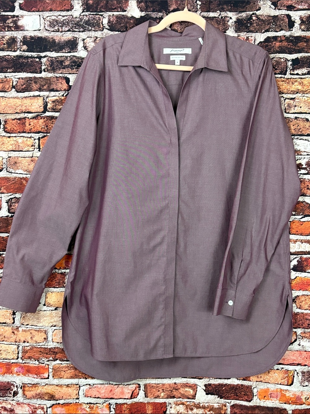 Foxcroft Heritage Non-Iron Muted Purple Button-Down Long Sleeve Shirt 16 XL